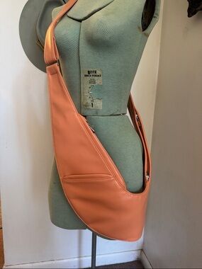 Sash Orange vegan leather Sleek Peach Crossbody Sling Bag for Women